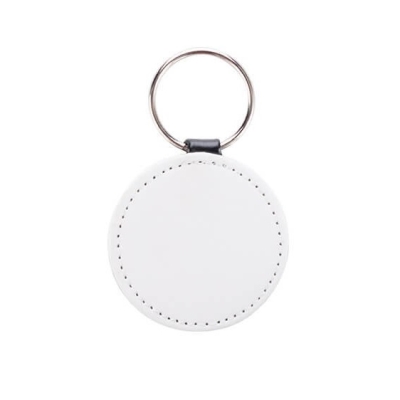 Round eco leather keychain for printing